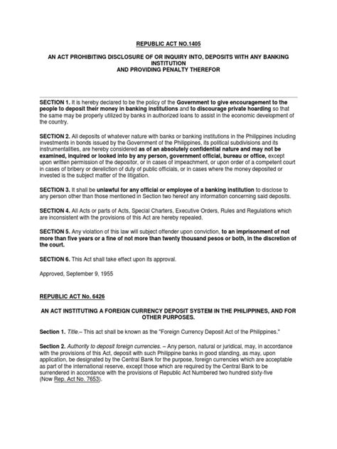secrecy of bank deposits lawphil|NOTES Onthe Bank Secrecy Law (RA1405) .